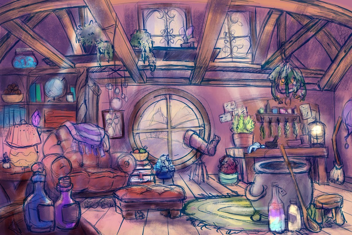 aokstudios's tweet photo. Started with a sketch, now completed the room. Slowly moving on to the furniture and items in the room. #wip #wipart #digitalillustration #aokstudios #procreate #myart https://t.co/udlsGOKEFJ