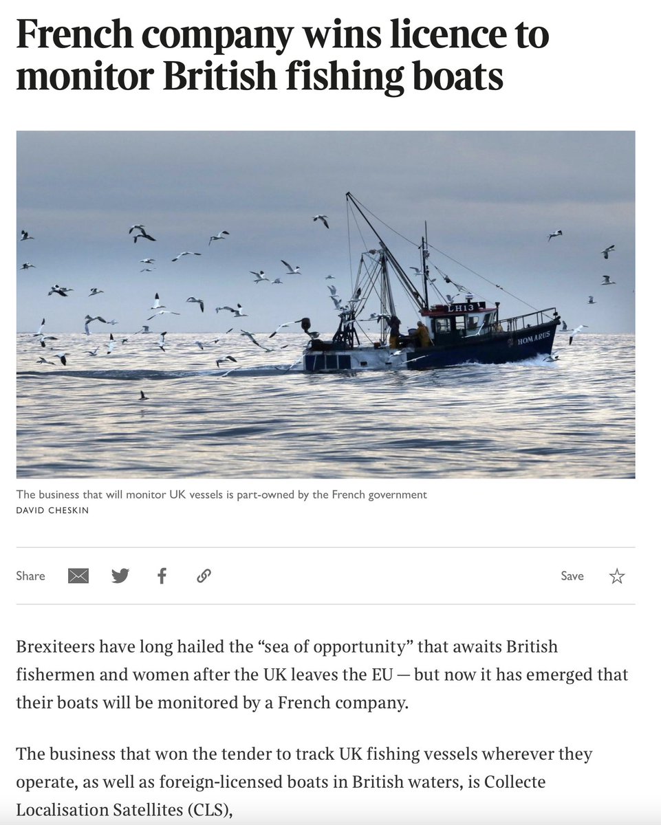 AlexTaylorNews's tweet photo. Je n'invente rien 😀

La société nouvellement chargée de surveiller les déplacements de tous les bateaux (britanniques et autres) dans les eaux britanniques après le Brexit est ..... 

française ! Mais oui !! 😀 🇫🇷🐟 https://t.co/WYuzd3mAEO