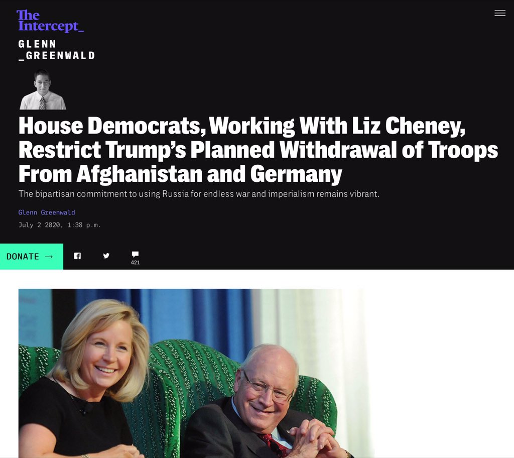 Just a reminder: when pro-war Democrats in the House — funded by Boeing and Raytheon — wanted to block Trump from withdrawing troops from Afghanistan, they partnered with neocon warmongers like  @Liz_Cheney. It’s the Endless War machine & criminal spies who want Snowden punished.