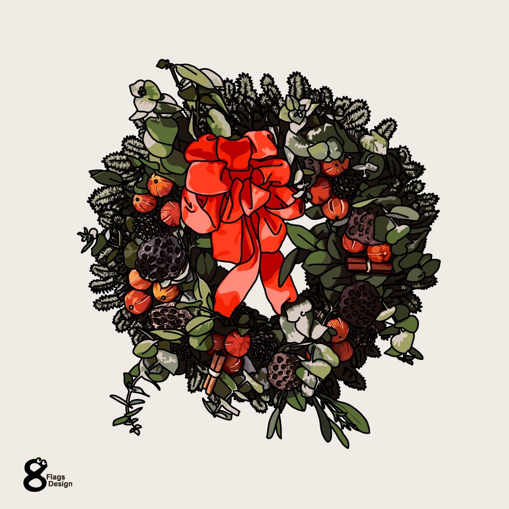 クリスマスのリース 無料イラスト素材です メチャクチャ手間がかかった イ ベクターシェルフのイラスト