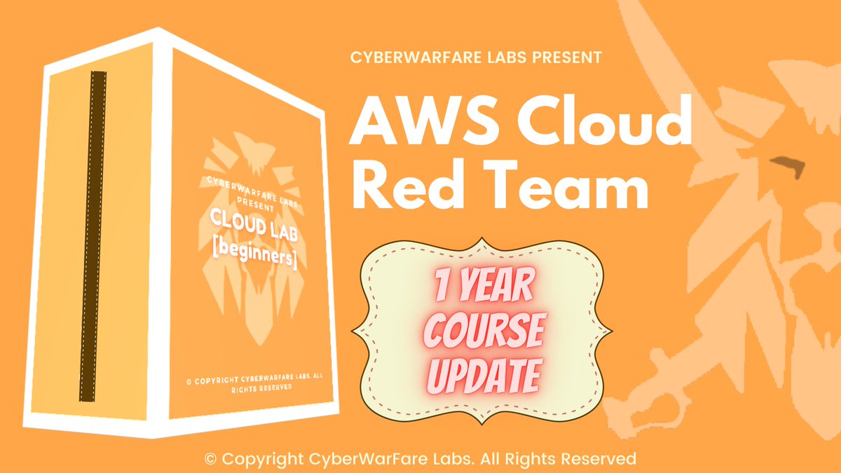 cyberwarfarelab's tweet image. Enroll in CyberWarFare Labs AWS Cloud Red Team Specialist Course before 25th Dec 2020 &amp;amp; get 1 year course update on latest attacks &amp;amp; techniques !

Enroll here : cyberwarfare.live/AWSCloudRedTea…
Email : support@cyberwarfare.live

#redteam #awsredteam #cyberwarfare #cyberwarfarelabs