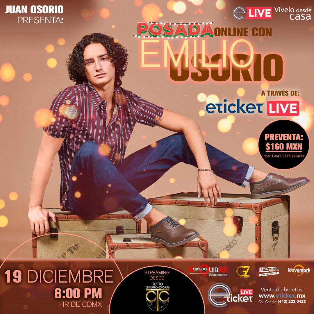 No te pierdas por streaming la posada con <a href="/mailomarcos/">🤘🏻Emilio.O.Marcos 🤘🏻</a> 
Celebra estas fechas con nosotros. 
Boletos por <a href="/eticket/">ETICKET</a> 
¡No te la pierdas! 
.
.
#concierto #posada #streaming #compratusboletos #teatrocentenariocoyoacán #gerardoquirozproducciones