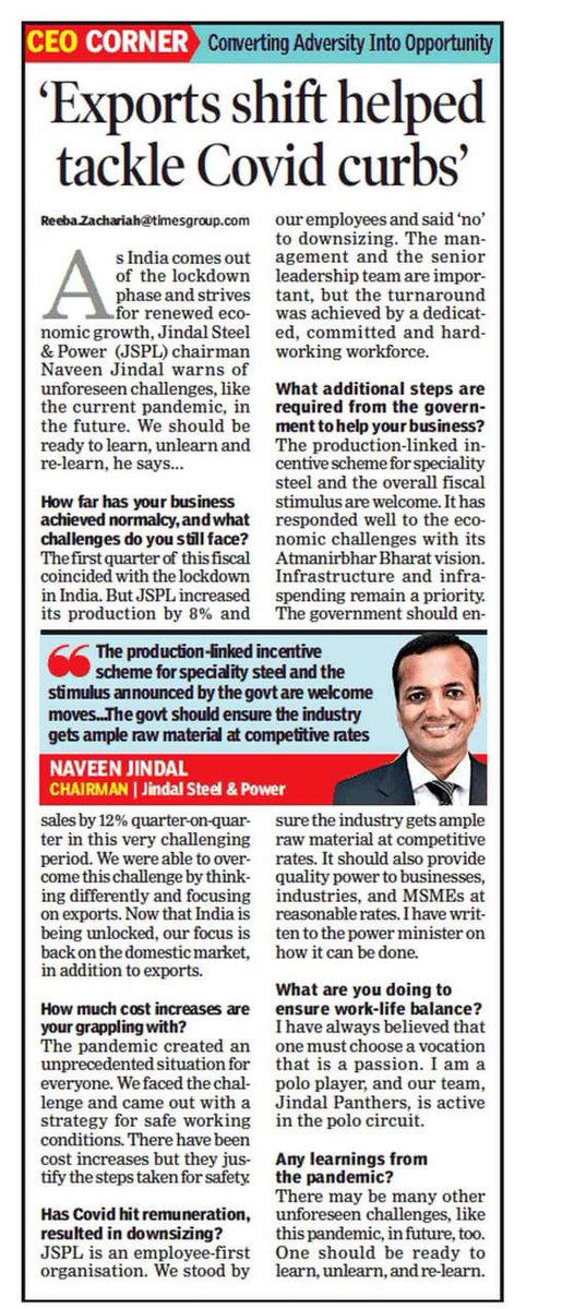 JINDAL STEEL & POWER on Twitter ""JSPL is an employeefirst organisation. We stood by our