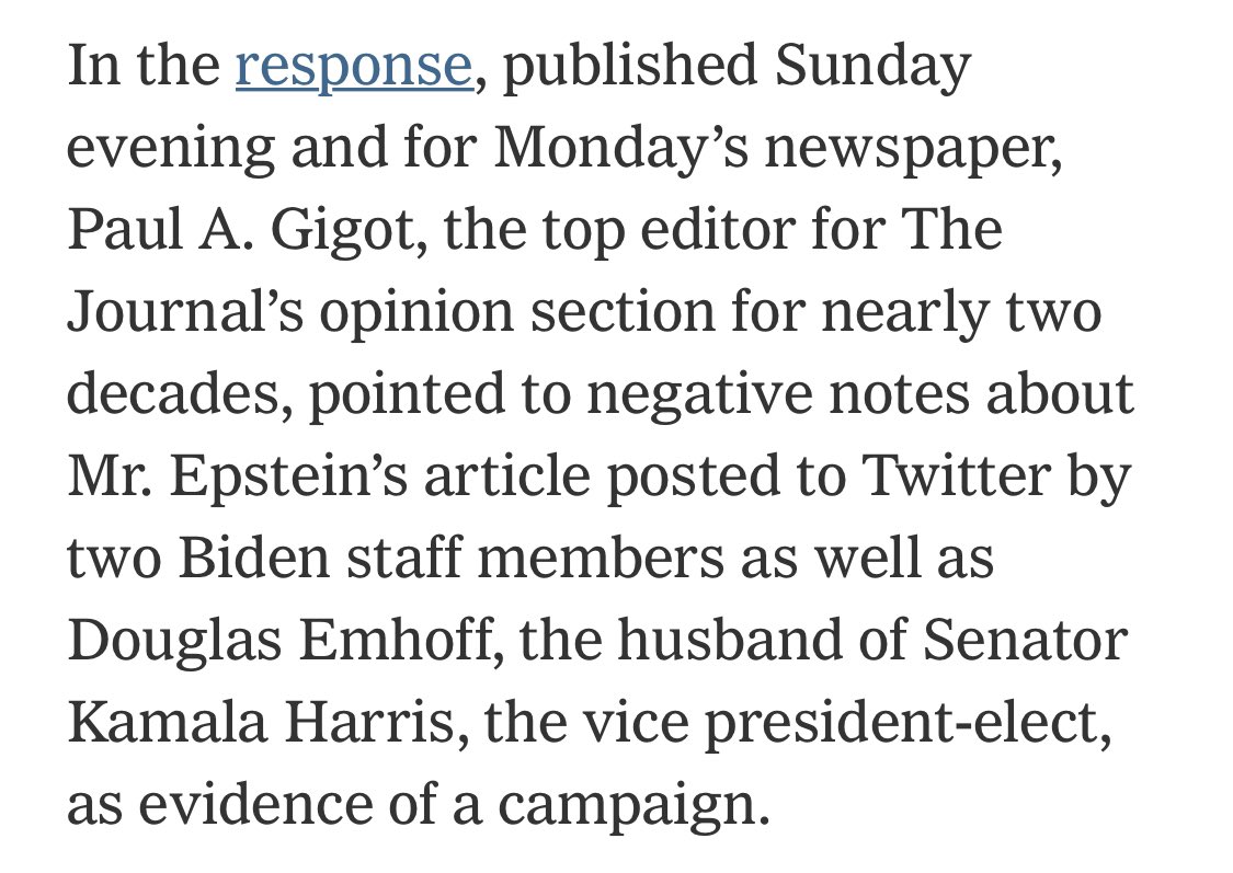 Or maybe it was just because the piece was shit, Paul.  https://www.nytimes.com/2020/12/13/business/dr-jill-biden-wall-street-journal.html?smid=tw-share