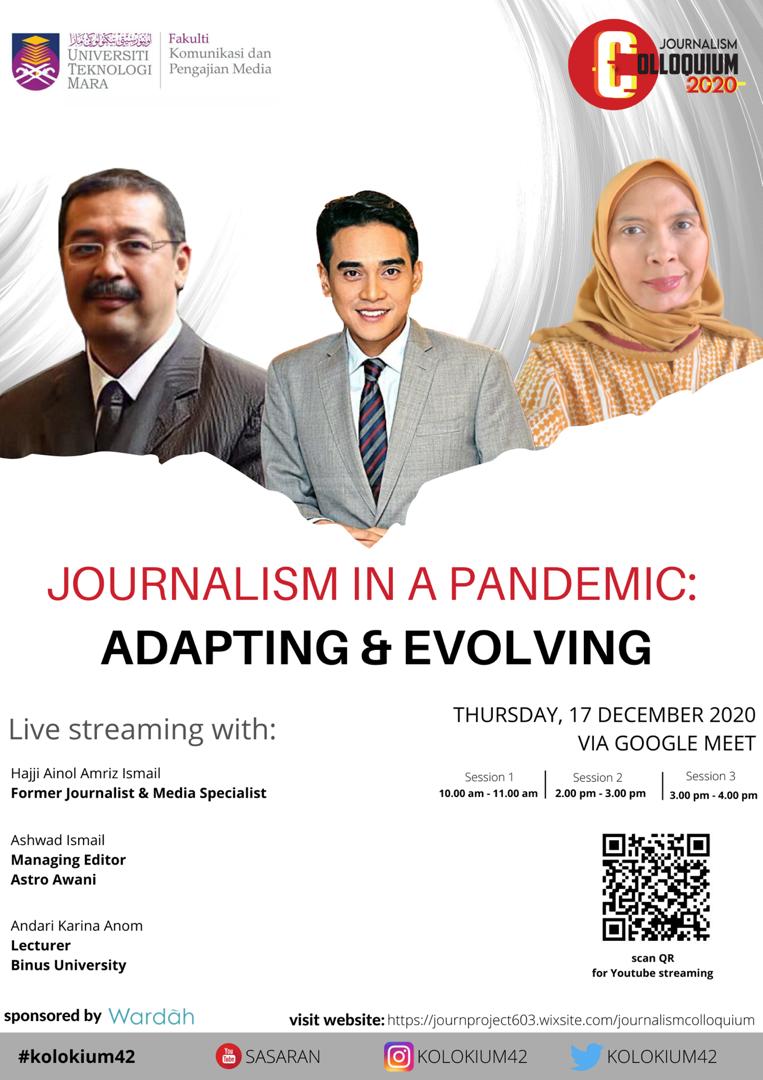 journalismUiTM's tweet photo. Come &amp; join us to know more about the pandemic and its affect on journalism with an inside view from the experts!

The day will come❗

Stay tuned‼️

#JournalismInAPandemic
#JournalismColloquium
#Kolokium42 https://t.co/CwVotzODcv