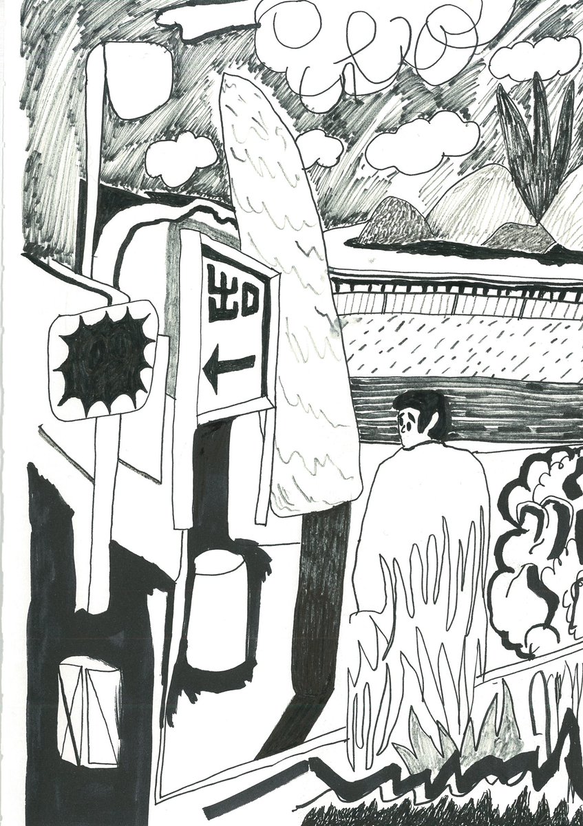 marker on paper。 