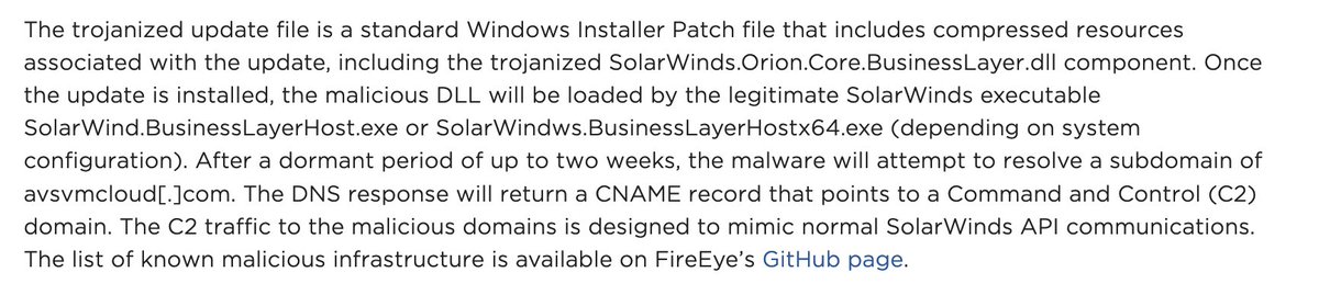 "The backdoor uses multiple obfuscated blocklists to identify forensic and anti-virus tools running as processes, services, and drivers....Multiple trojanzied updates were digitally signed from March - May 2020 and posted to the SolarWinds updates website"