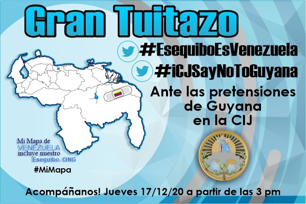AntroCanal's tweet photo. #Atención Todos Unidos hagamos que la @CIJ_ICJ sienta el clamor de los venezolanos en torno a las intenciones de Guyana. Este jueves #17Dic a partir de las 3pm Gran tuitazo con las etiquetas #EsequiboEsVenezuela y #ICJSayNoToGuyana - Contamos con tu apoyo! #15Dic https://t.co/MdFUyvY2Xz