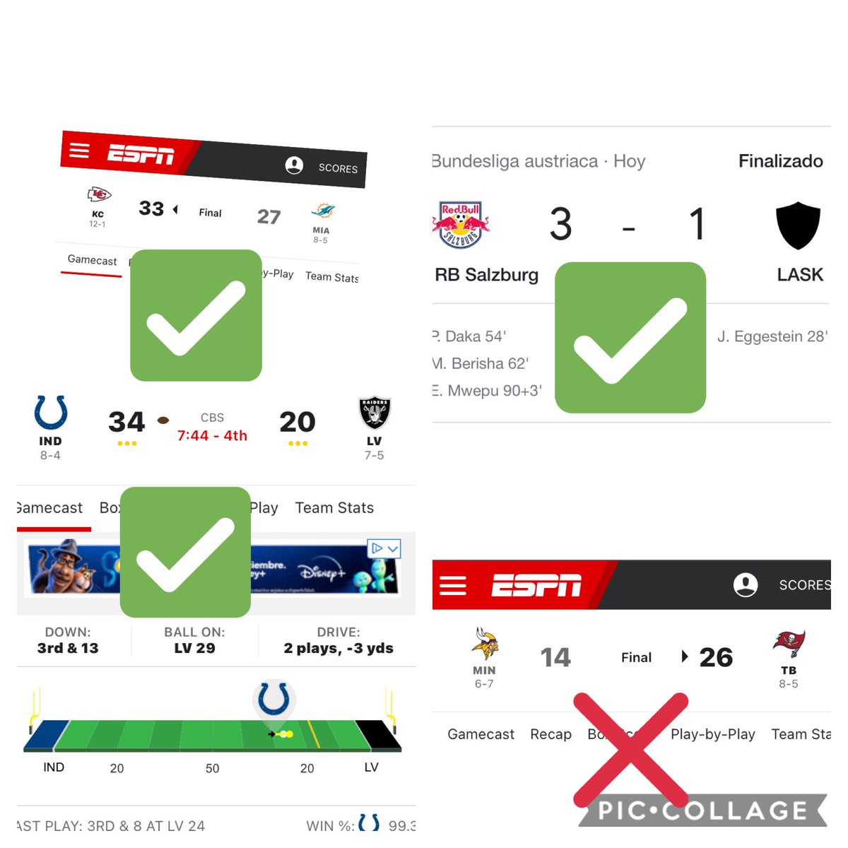 PicksMJ's tweet photo. 🤴🏻💰MJ-GO🦍
Ayer nos fuimos 1-2
Hoy 3✅ 1 ❌
Récord diciembre 13✅ 4❌ 1🅿️ (6 días de apuestas) 

Vamos a ver si hay algo bueno para la noche 

Raiders over ✅
Kansas over ✅
Salzburgo over ✅
Minnesota over ❌ https://t.co/BLHEWuT0wi