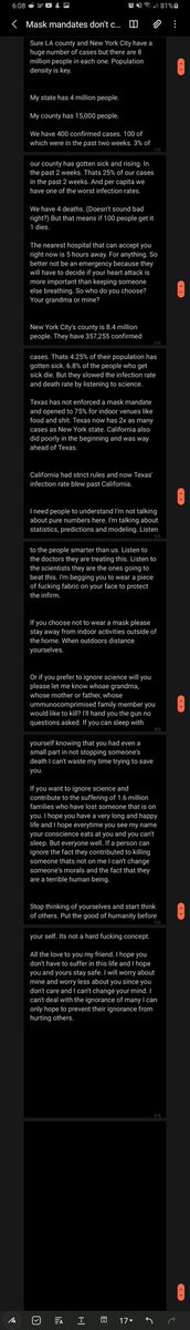 nicksmith23's tweet photo. This response to an anti-masker's comment i saw on a reddit thread Holy shit! Edited out their name to protect their identity otherwise its word for word what I saw on that site. Well done. https://t.co/L87uaHtHFS