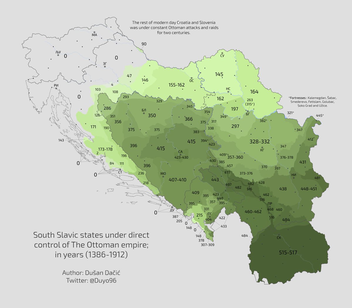 10. Here's a similar map focused on the formation of the Kingdom of SHS/ #Yugoslavia to be by the same  @Duyo96, accompanied w/ his excellent new map displaying the duration of the  #Ottoman occupation in the region & a map of its consequences: the illiteracy in  #Yugoslavia in 1931.