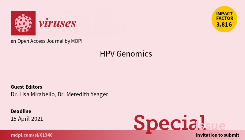 VirusesMDPI's tweet photo. The "HPV Genomics" Special Issue is to highlight advances in our understanding of #HPV #genomicvariation and how this relates to HPV natural history and #carcinogenesis. https://t.co/9KQwoKJ7s3
#HumanPapillomavirus
#Papillomavirus https://t.co/tUKxc5g4kA
