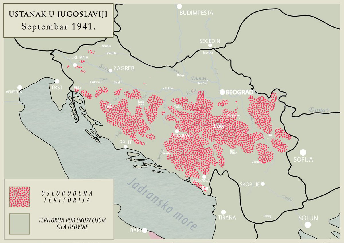 11. Here's a trio of interesting maps to compare.The 1st shows the ethnic occupation of  #Yugoslavia in 1940.The 2nd & 3rd show the areas which uprose 1st vs the  #Axis occupation.Notice any obvious similarity?Me too: the insurgent zones are those populated by  #Serbs! #Facts!