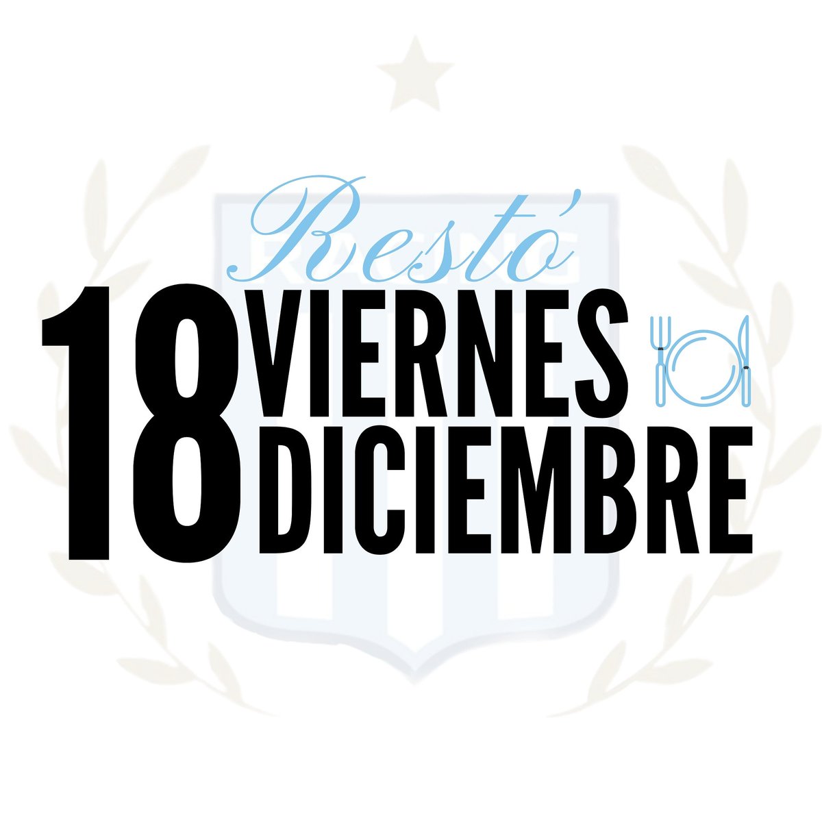 MODIFICAMOS LA FECHA! Los esperamos a todos este viernes 18 de diciembre para cenar juntos en la cancha de Racing 💙
Vamos a estar vendiendo hamburguesas, bondiola y choripan para que puedas cenar en el predio! Tendrán mesas para sentarse y así disfrutar una noche racinguista.
