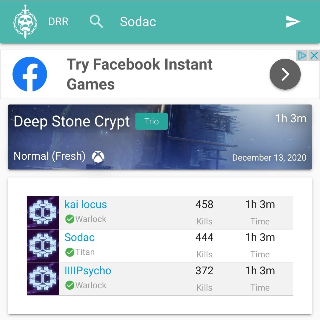 msodac's tweet image. Got my Fresh Trio Deep Stone Crypt today!!! Shoutout to my boys Kai and Psycho! @DestinyTheGame @RaidReport @Bungie @A_dmg04 @Cozmo23 #Destiny2 #destinythegame #DeepStoneCrypt
