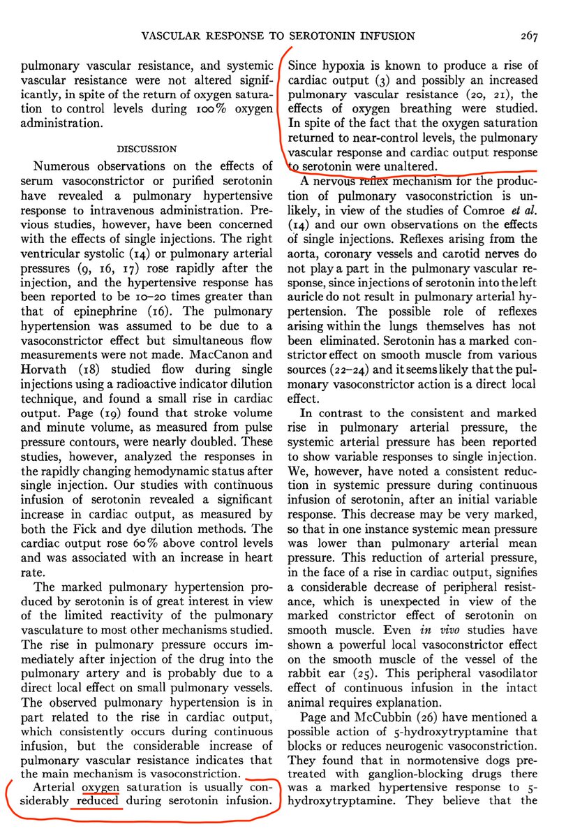 Now can serotonin infusion / release in pulm vascular bed lead to "silent" hypoxia? YES!To hyperpnea (via carotid sinus)? YES!Why hyperpnea? To compensate for dead-space physiology, to reduce high V/Q mismatch developed due to pulm vasoconstriction https://pubmed.ncbi.nlm.nih.gov/13435356/ 