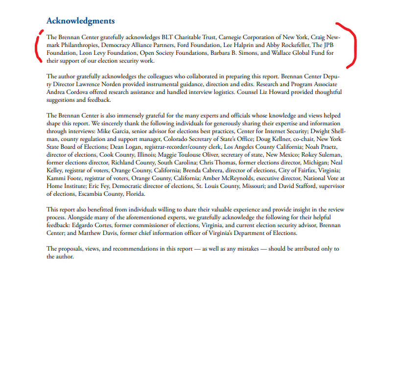 Thread:These Brennan Center documents make it obvious where the voting changes came from.Mail in Voting changes, who contributed? Globalists such as:Carnegie Corp, Democracy Alliance Partners, Ford Fndn, Abby Rockefeller, Open Society Fndns. https://docs.house.gov/meetings/JU/JU00/20200603/110768/HHRG-116-JU00-Wstate-PrezM-20200603-SD003.pdf