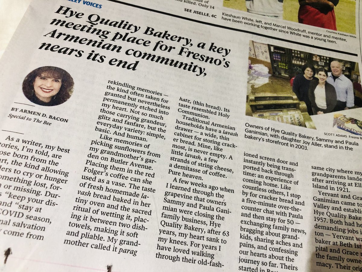 My Sunday column...a bittersweet farewell to #HyeQualityBakery, home of best #lavash, #lahmajoon and #HyeRollers. Faithful customers have included #WilliamSaroyan, #CarolChanning #Kardashians . Read more ⁦⁦<a href="/FresnoBee/">Fresno Bee</a>⁩.