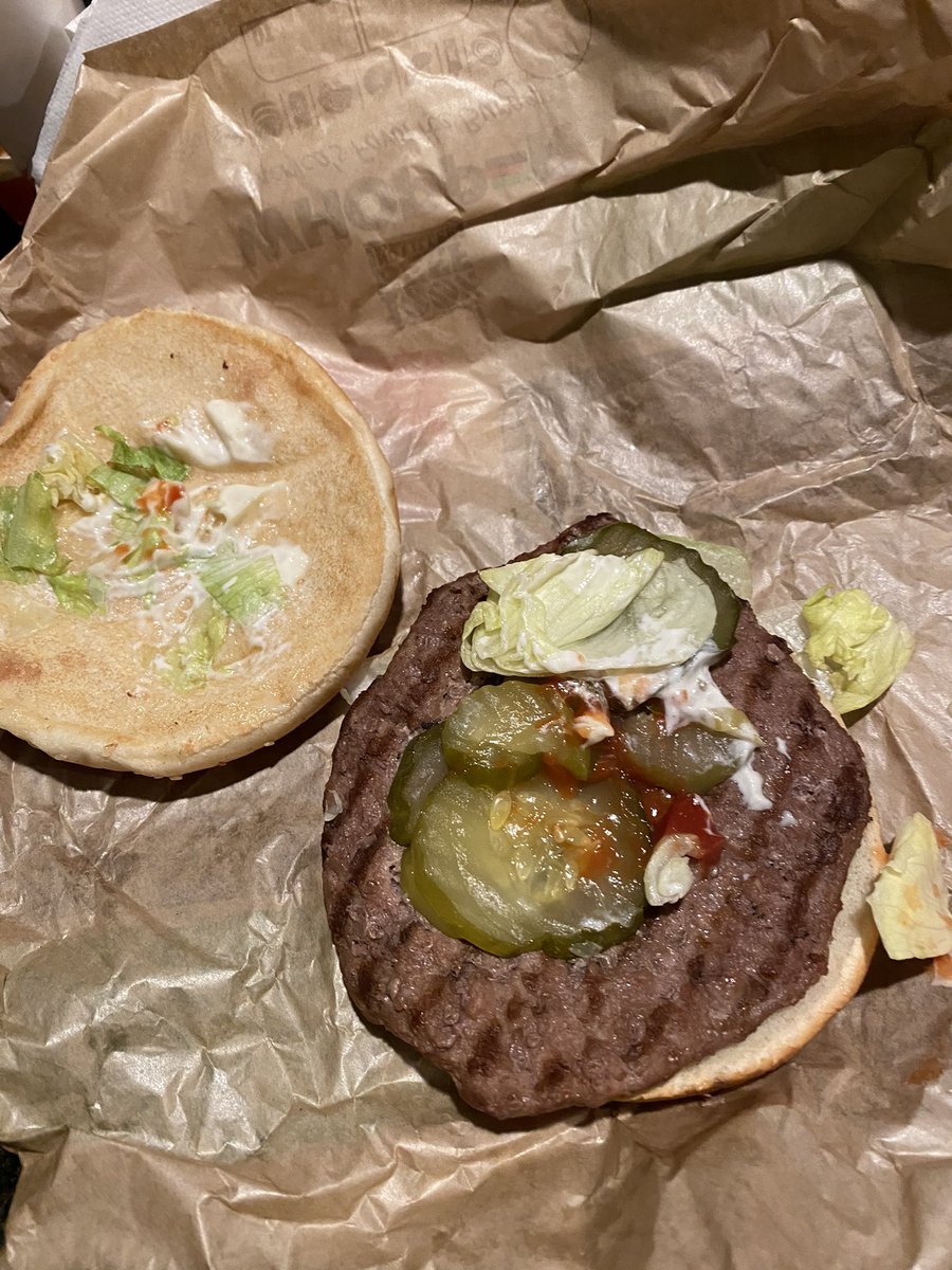 UrsBarnes's tweet photo. This is a @BurgerKing #whopper with everything 🤦🏻‍♂️ I guess  I understand why the workers  don’t get paid $15 an hour https://t.co/RAfNeO0BJy
