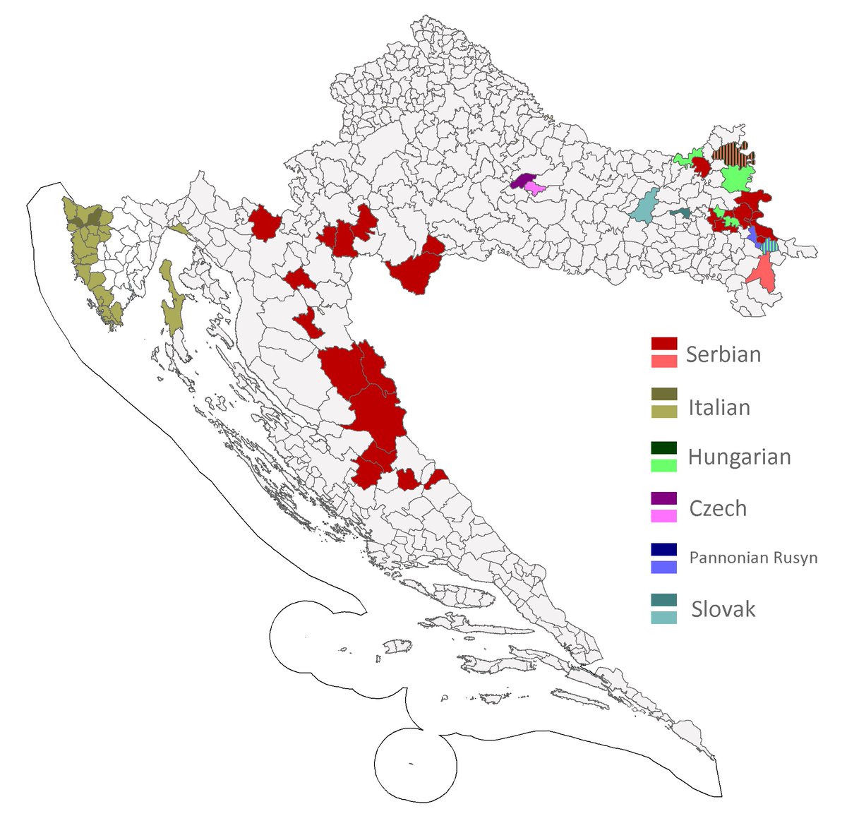 14. Back to 12. & 13., the  #genocide &  #EthnicCleansing perpetrated vs  #Serbs was not the only thing affecting the map.A process of  #Yugoslavization also occurred, turning  #Serbian speakers into  #SerboCroatian ones, those now turning as  #Croatian ones.That's  #Croatianization.