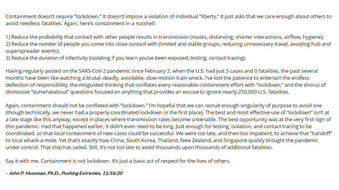One of the most excruciating aspects of this pandemic is the needless number of American lives that have been lost, simply because people insist on conflating even modest and reasonable containment behaviors with "lockdown."