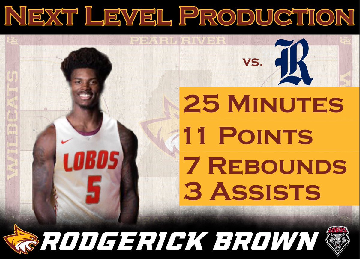 PRCCBasketball's tweet image. Another #NextLevelWildcat with a productive game today! 

Rod Brown with a big time game for @UNMLoboMBB in their win over Rice! 

#RRR #NextLevelProduction