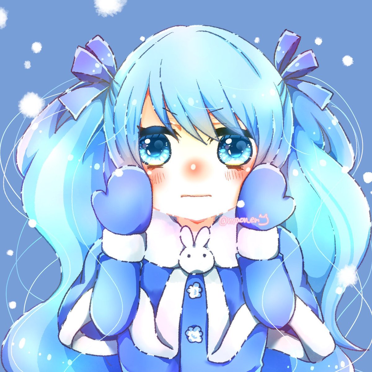 エミさんのミクさん ふわふわ もこもこな服がとってもカワ イイ 首元に Piapro ピアプロ のイラスト