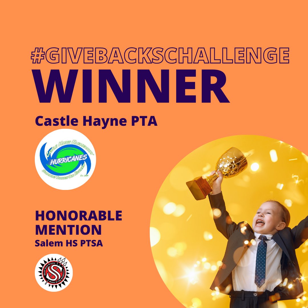 givebackscauses's tweet image. Congratulations to @CastleHayneES for winning the #givebackchallenge with the most shares on their post 🎉

Honorable mention to @SalemHSVBPTSA for sharing the most offers! 🙌