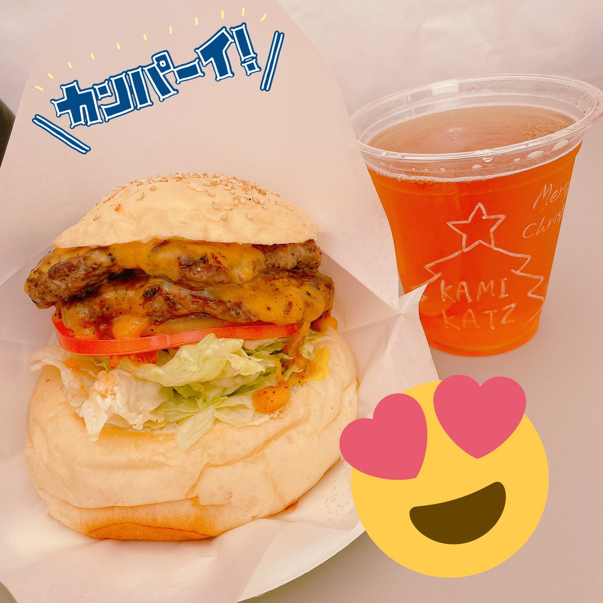 hotaru_0930's tweet photo. クリスマスガーデングルメレポート🎄🤤💓
月島ほたるが昨日食べたのは

#CHATTYCHATTY  @ChattyBurger のダブルチーズバーガーだよ🍔

めちゃくちゃボリューミーでお肉が最高においしかった🤤
もう一回たべたかったのに今日までの出店だよー😭
店舗が新宿にあるみたい♫

#ヒビヤガール  💛 https://t.co/bqC2Q1dGHh