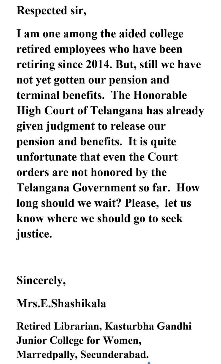 edemshashi1's tweet photo. @KTRTRS @KTRoffice @MinisterKTR 

Respected Sir,

We are awaiting justice. Only you can help us. Following message is for your kind perusal. https://t.co/syhYoWucqy