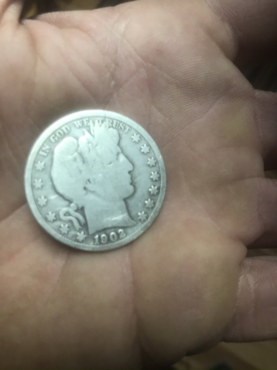 1902 barber half dollar found this morning. Follow my Facebook page Metal Detecting Finds Adams journal and join the group page Metal Detecting Finds