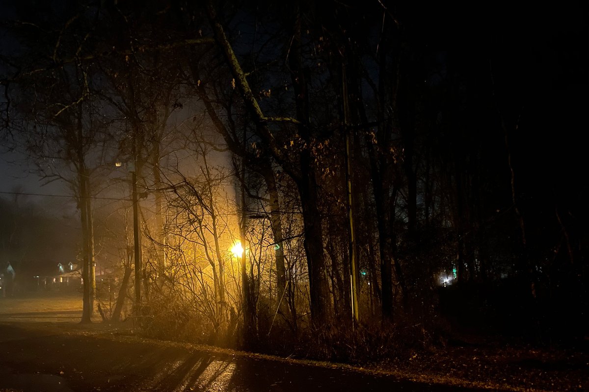 HankAllen's tweet image. I got an iPhone 12 Pro Max because of what I read about using it with low light and it's great. Pictures of a foggy night in Rainsville, AL.