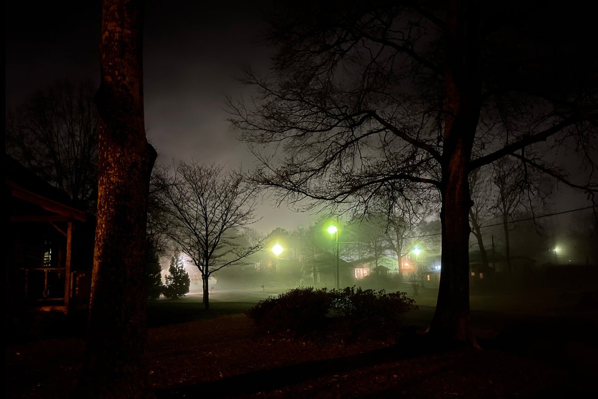 HankAllen's tweet image. I got an iPhone 12 Pro Max because of what I read about using it with low light and it's great. Pictures of a foggy night in Rainsville, AL.