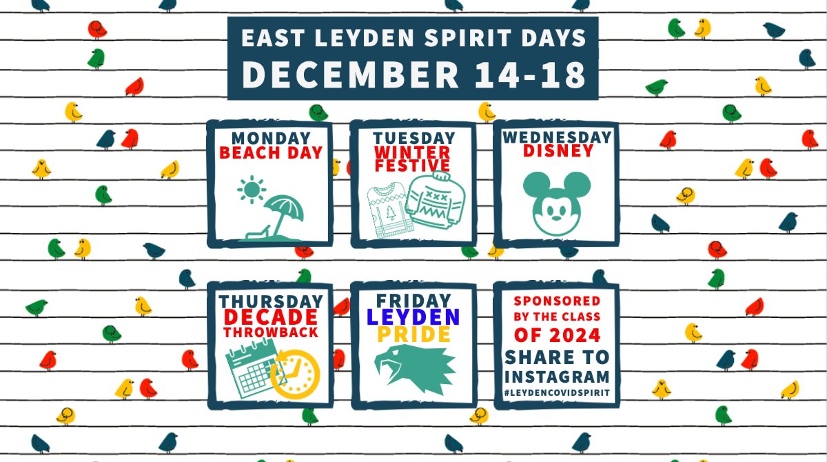 Show your #leydenpride spirit starting tomorrow with Beach Day! I'm going to sport my Hawaiian 🌺shirt and sunglasses 🕶!