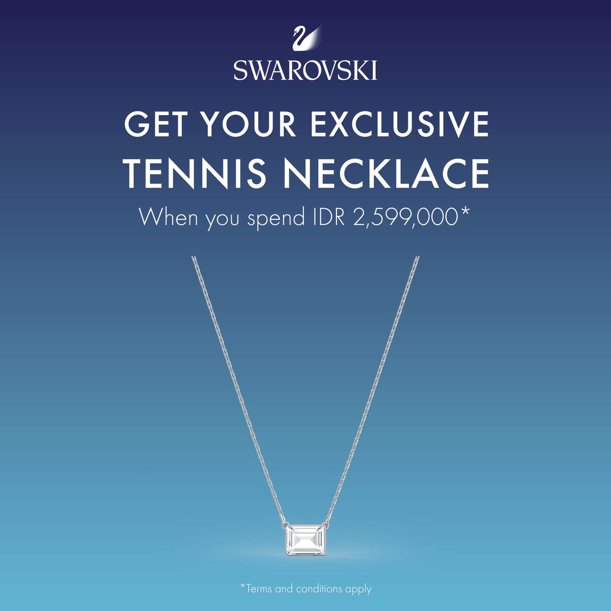 senayancity's tweet photo. A special gift for you! Receive our exclusive Tennis necklace when you shop at your nearest Swarovski stores! Shop safely from home by clicking the link on @mapfashioin Bio. T&C applies. #SparksDelight #StillBeStylishAtHome https://t.co/l9OaUXWIY5