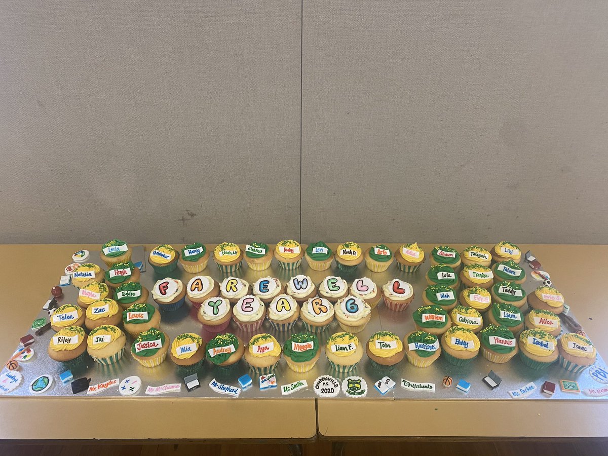 Celebrating the Year 6s final few days of school today 😢 Thank you to M.N’s mum from @bandicootsCPS for making this amazing cupcake display for us to enjoy!