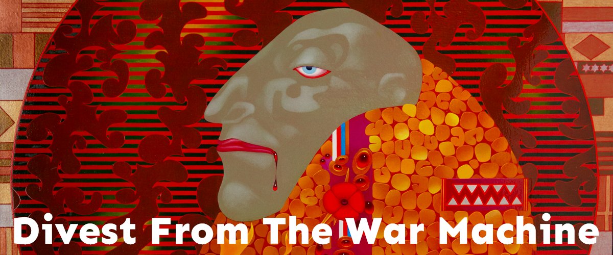 WorldBeyondWar's tweet photo. War profiteering is largely normalized today. We're working to stigmatize the #war machine. 

World BEYOND War assists divestment campaigns led by our chapters, affiliates, and other coalitions and individuals. Learn more and join us! https://t.co/clCTtMEB4T #DivestWar https://t.co/7HijsBSmeG