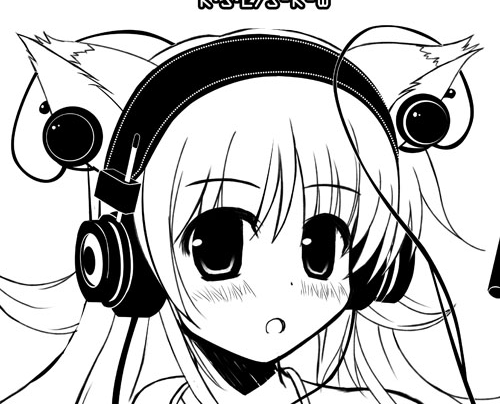 and there's this weirdness. These are like... quadraphonic headphones?So I guess this catgirl has cat and human ears, and is wearing special headphones that play into both of them?