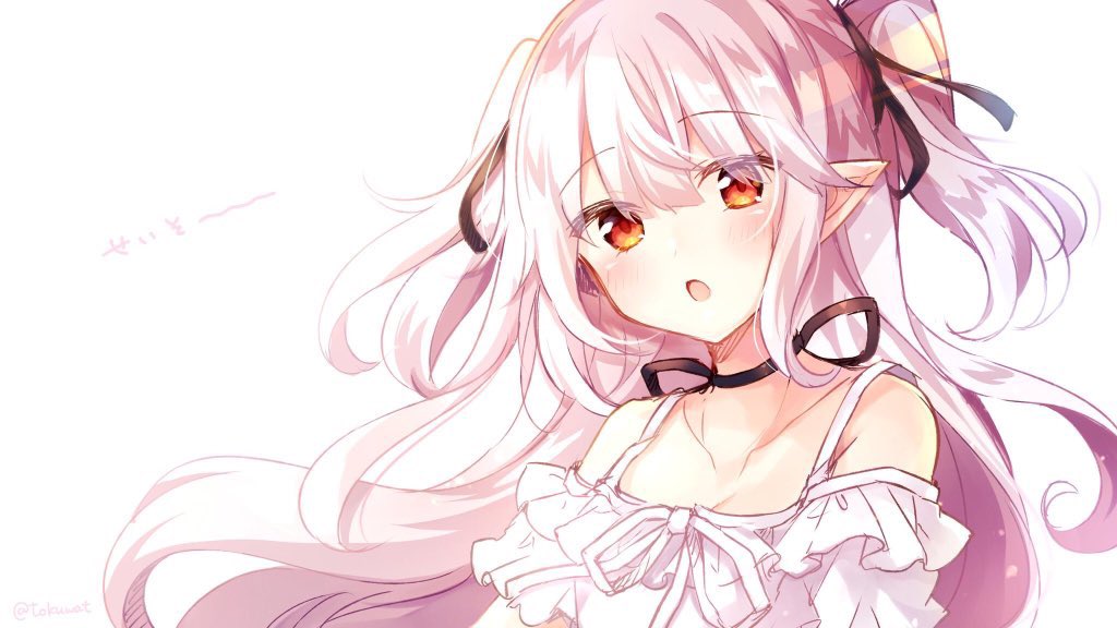 Anime girl white hair yellow eyes