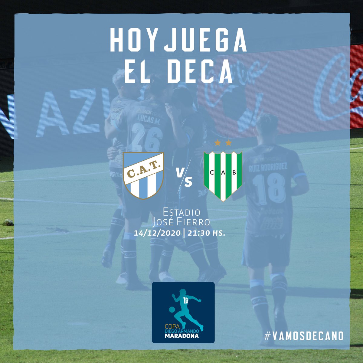 ATOficial's tweet photo. #CopaDiegoMaradona 🔟🏆

😁 ¡Se acabó la espera!

🤪 Porque hoy, sí, hoy ... HOOOOOY JUEEEGA EL DECA.

⏱️ Desde las 21:30, el Gigante del Norte inicia su camino en la Fase Campeón de la Copa Diego Maradona.

#VamosDecano 💪💙🤍 https://t.co/msLedT0bVG