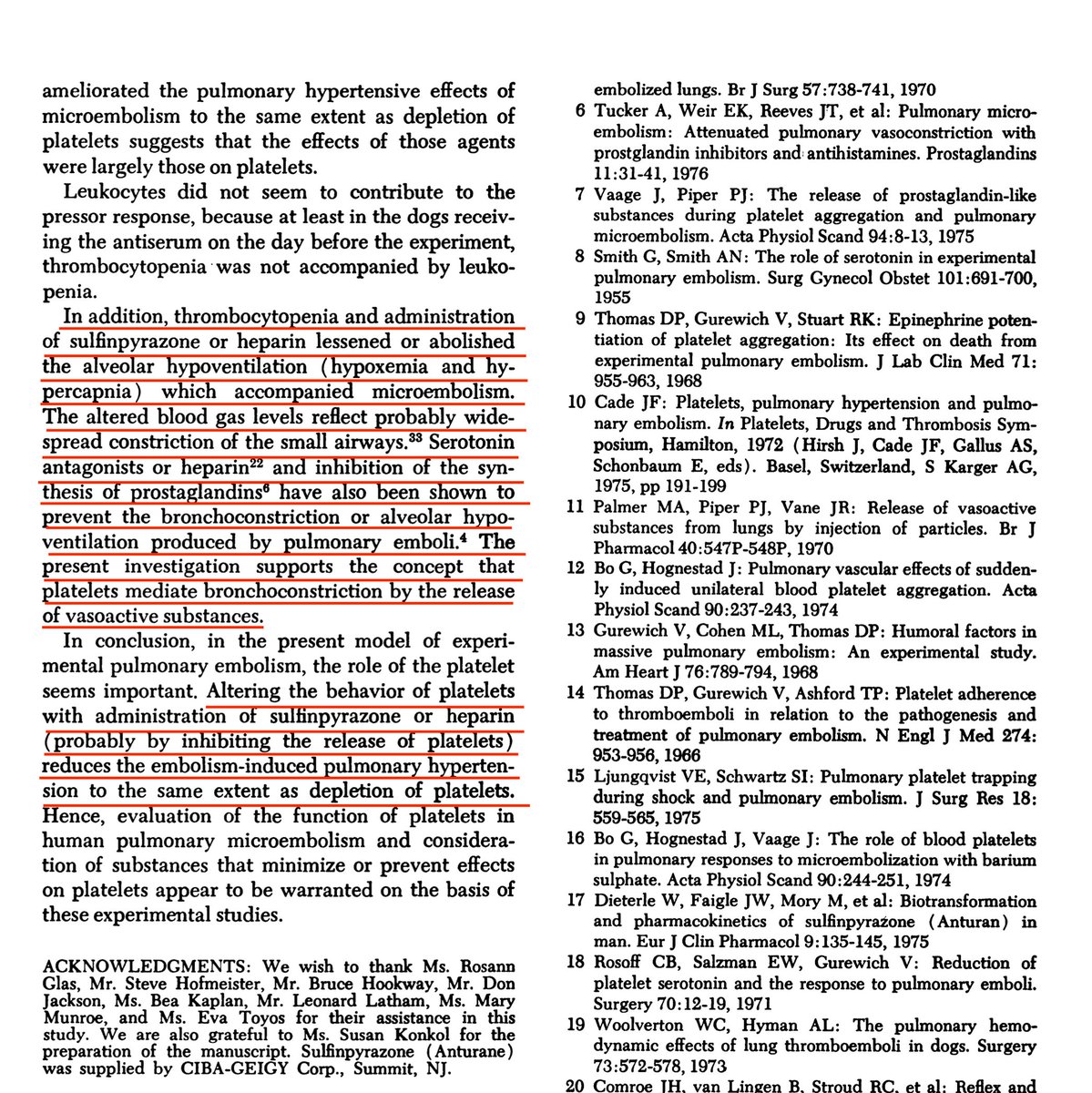 What happens when you remove platelets in experimental micro-PE (e.g. akin to COVID19)? Same thing that happens when you treat with heparin.Same thing that happens when you antagonize serotonin.Hypoxia resolves.PVR rise diminishes. http://pdfs.semanticscholar.org/2c1f/4d08df25ac4083a33a8621f4d04eede4b465.pdf