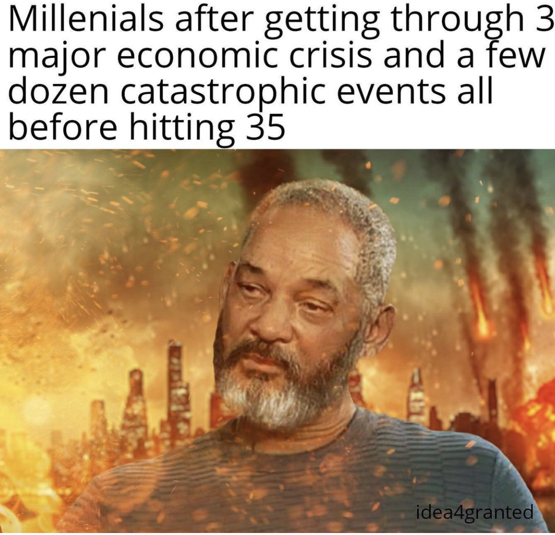 9/While Millennials now have equal opportunity to democratised financial education and services, their present and future is defined by crisis with 9/11, Covid, recessions and a changing world into digital. They may have access, but less time to change their future.