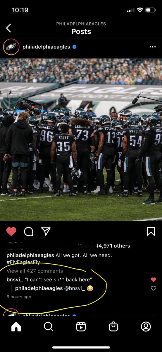 Brookie425's tweet photo. Boston Scott’s comment. 😂😭 https://t.co/iWvbadj9sC