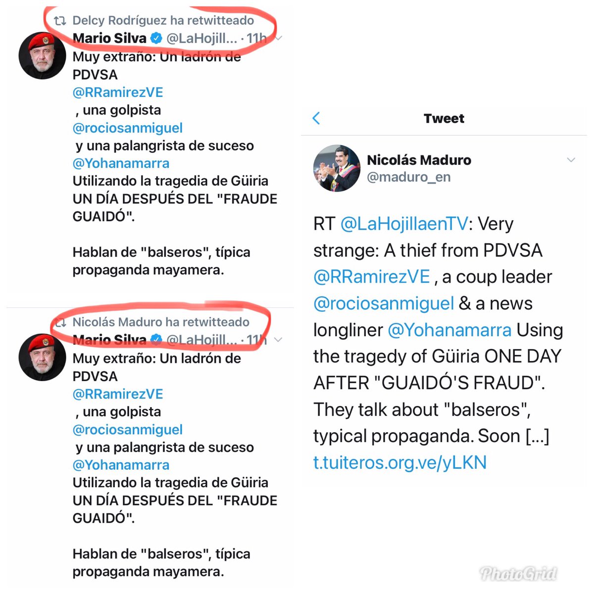 rociosanmiguel's tweet photo. Lamentable q Maduro y Delcy apoyen campaña de estigmatización contra una defensora de DDHH y una periodista que visibilizamos la tragedia de los #NáufragosDeGüiria

En mi contra además, avalando una imputación pública de un grave delito q por lo demás repudio venga de quien venga https://t.co/4WDJR3H0Ak