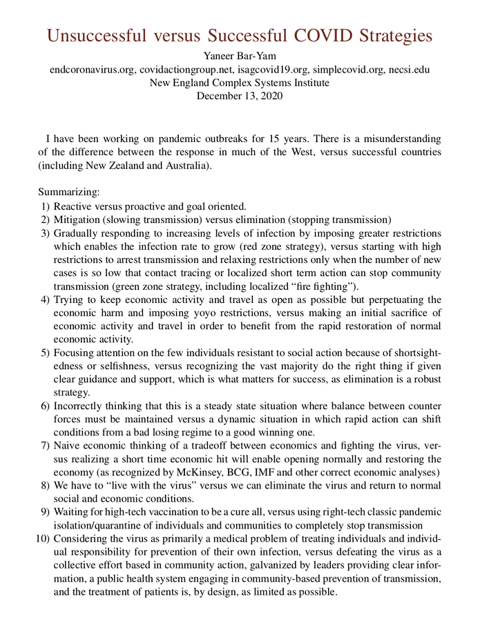 4/ Amazing how we managed to screw it up by doing the exact opposite of what successful countries did to control virus. Just though about it all wrong & backwards while refusing to learn from others or from Reality smacking us in the face ht  @yaneerbaryam  https://www.endcoronavirus.org/papers/covid-strategies