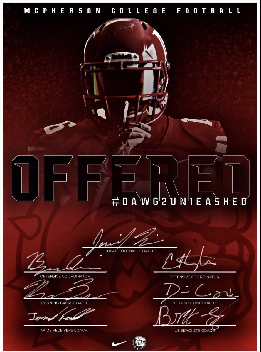 Blessed to receive an offer from McPherson College. <a href="/806hssc/">#806Born806Made</a> <a href="/simplyCoachO/">Coach O = Opportunity</a> <a href="/coachj_reynolds/">Josh Reynolds</a>