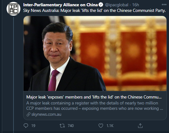 "Hundreds of senior employees... at least 335 HSBC employees were CCP members... Senior vice president of HSBC China, the president of HSBC’s Shenzhen office and the deputy manager of Hong Kong Corporate and Consumer Products are listed as members." https://twitter.com/ipacglobal/status/1338246676600016898?s=20