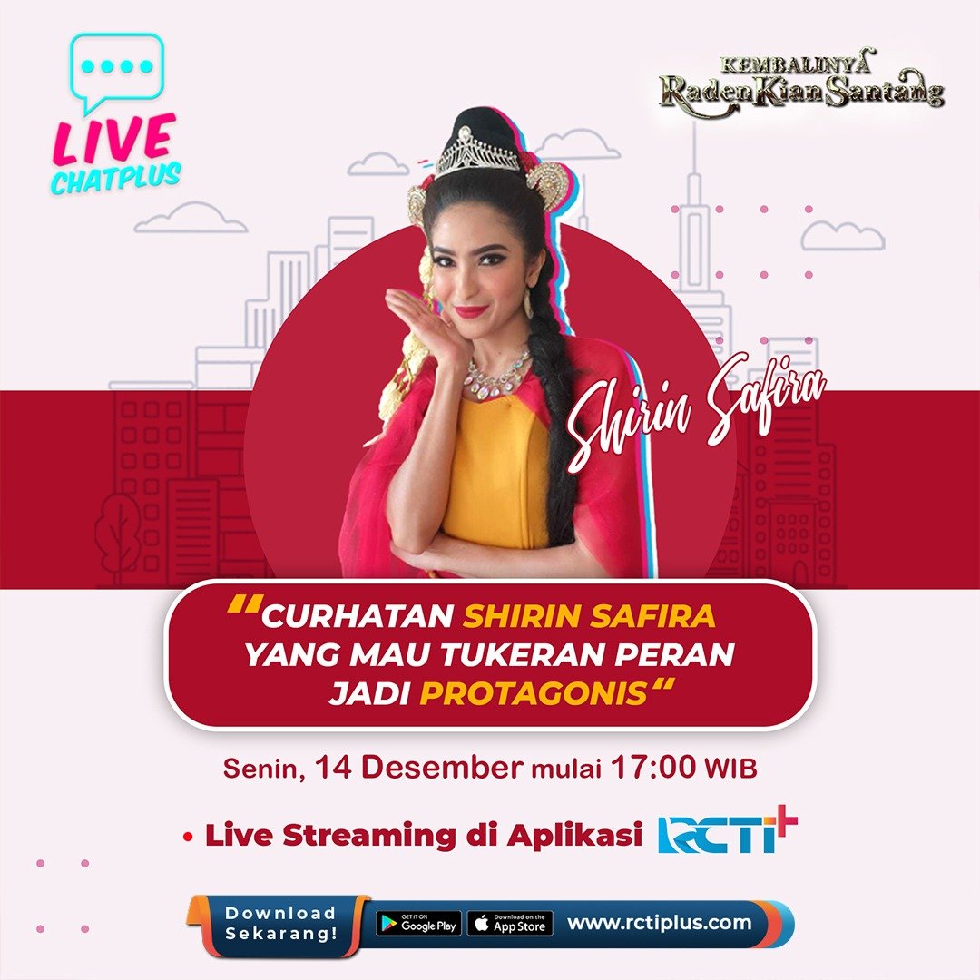 OfficialRCTI's tweet photo. Live Chat Plus di #RCTIPlus
Shirin Safira mau tukeran peran jadi protagonis.. Yuk dengerin curhatannya!
Sore ini, mulai 17:00 WIB
π https://t.co/3qFQTgWnLM
#RCTIPlusAda #LiveChatPlus #KRKS https://t.co/KJDlMtWO1R