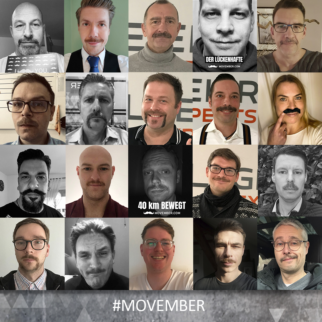 Im vergangenen Monat haben die "Allgeier Moes" am Movember teilgenommen. Die Kolleginnen und Kollegen haben 640€ gesammelt - eine tolle Leistung und ein großes Lob an alle, die dazu beigetragen haben! Hier findet Ihr weitere Infos über die tolle Aktion: de.movember.com