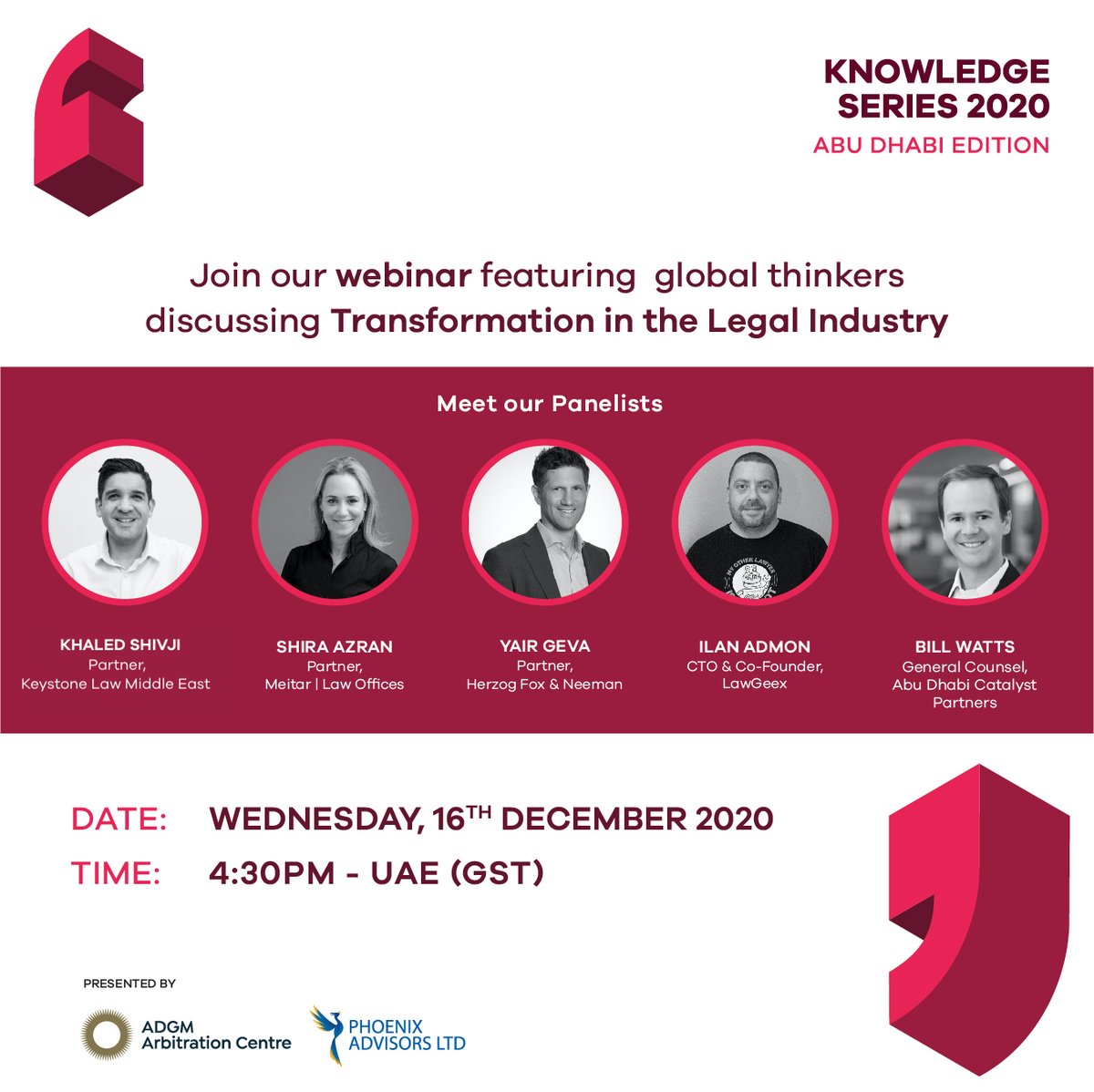 lawgeex_'s tweet photo. #LawGeex is thrilled to participate in the #KnowledgeSeries2020 #AbuDhabi on Dec 16. Presented by @ADGMArbitration and Phoenix Advisors, the webinar features prominent lawyers, pioneering #legaltech entrepreneurs, and world class investors. Register here: https://t.co/JydrklqFaz https://t.co/8pab6Z6x5x